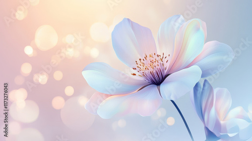 Pastel Dream Flower:  A delicate, light blue flower blossoms in a soft, pastel light, surrounded by a dreamy bokeh background. Perfect for spring, femininity, and serenity. 