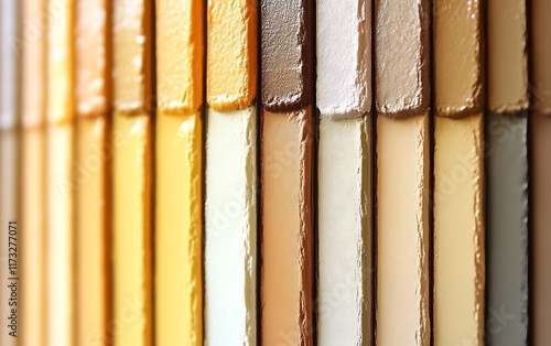 Close-up of various earthy tone color swatches. photo