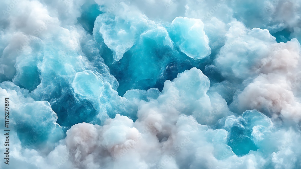 Aerial view of vibrant blue and white icebergs. Aerial view of vibrant blue and white icebergs.