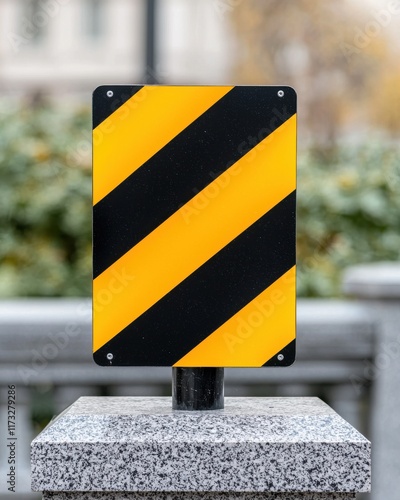 Caution sign display urban area traffic safety outdoor view warning photo