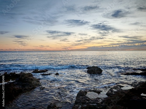 The dawn in the sky over the sea