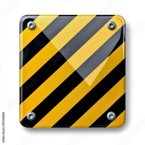 Caution sign displaying diagonal stripes industrial setting graphic art photo