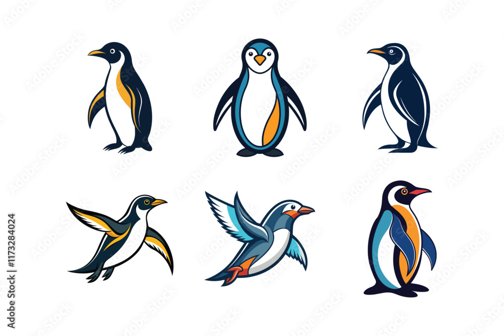Naklejka premium penguin cartoon vector art illustration