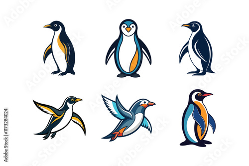 penguin cartoon vector art illustration