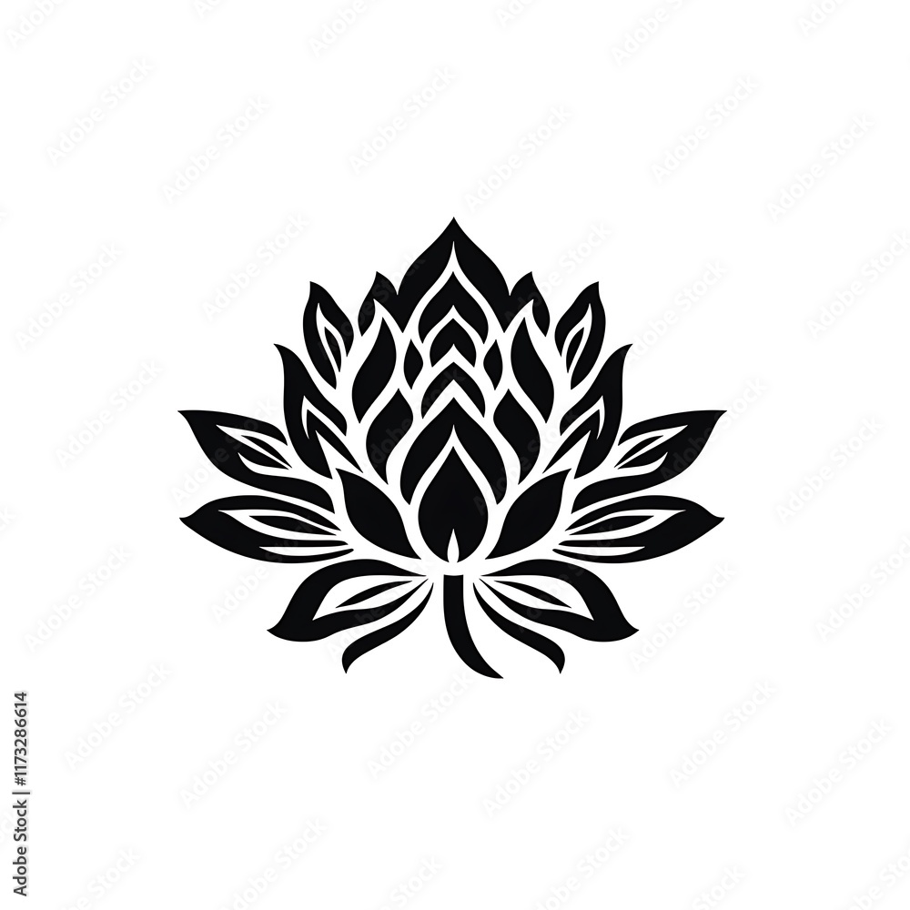 Stylized lotus flower graphic with detailed petals and a central core. Stylized lotus flower graphic with detailed petals and a central core.