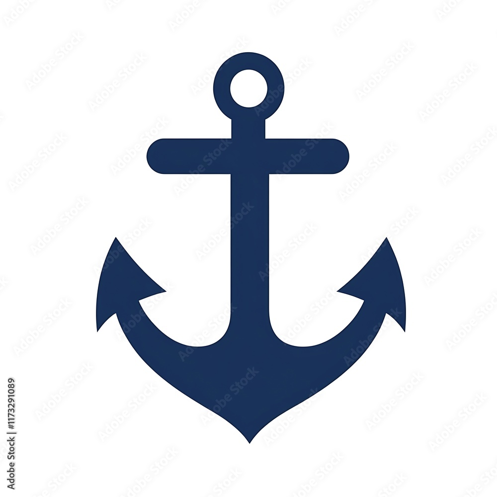 Simple dark blue anchor graphic isolated. Simple dark blue anchor graphic isolated.