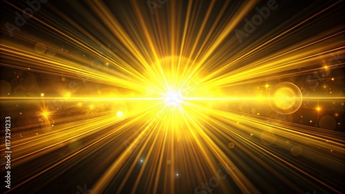 Horizontal Yellow Lens Flares Pack:  High-Resolution Light Rays & Laser Beams