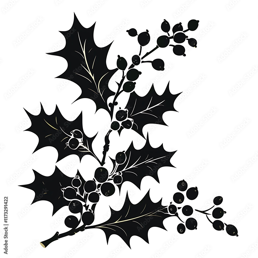 Naklejka premium holly branch silhouette for Christmas