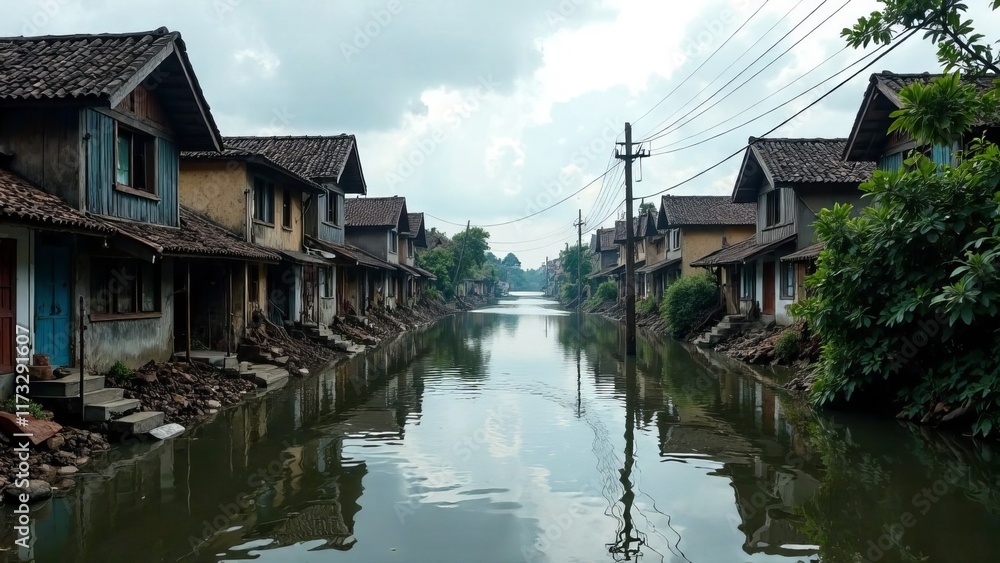 houses on the river. International Day of Action for Disaster Risk Reduction houses on the river. International Day of Action for Disaster Risk Reduction