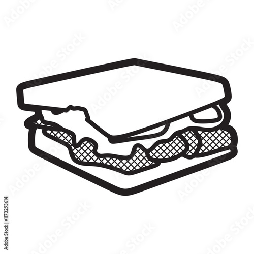 long sandwich, black and white line art