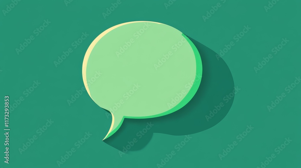 Light green speech bubble with a darker green border stands out against a teal background, casting a subtle drop shadow, suggesting communication, dialogue, or conveying an idea Light green speech bubble with a darker green border stands out against a teal background, casting a subtle drop shadow, suggesting communication, dialogue, or conveying an idea