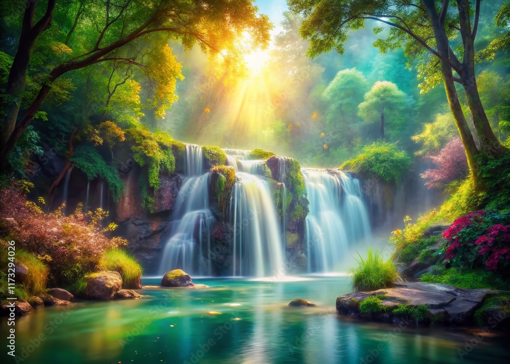 Impressionist Waterfall, Soft Light, Nature Photography, Serene Landscape Impressionist Waterfall, Soft Light, Nature Photography, Serene Landscape