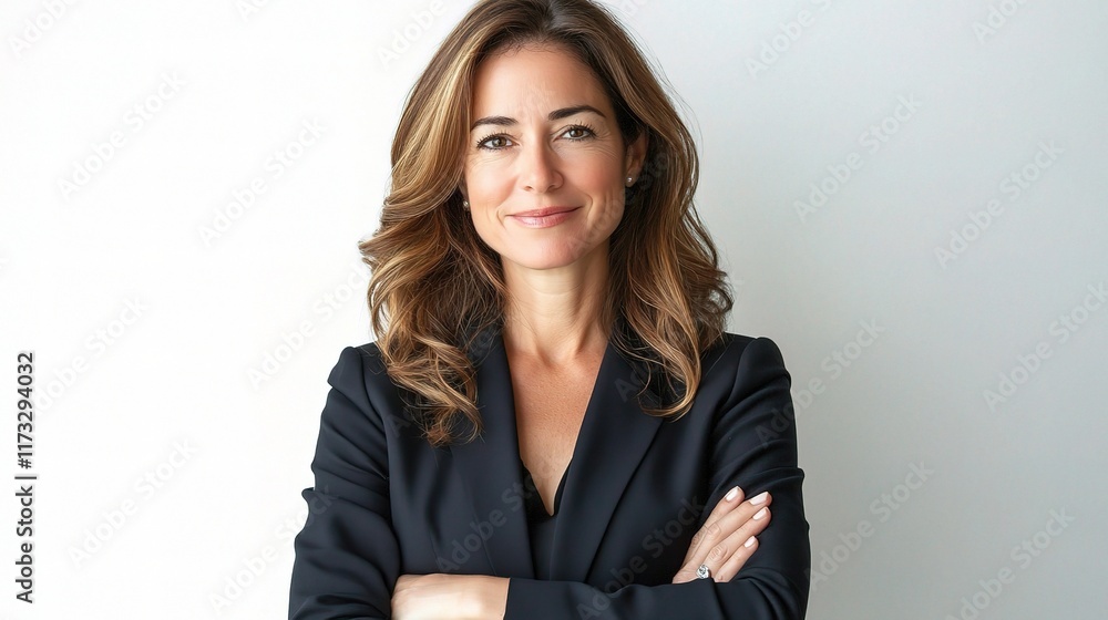 Confident Businesswoman with Arms Crossed in Professional Attire Confident Businesswoman with Arms Crossed in Professional Attire