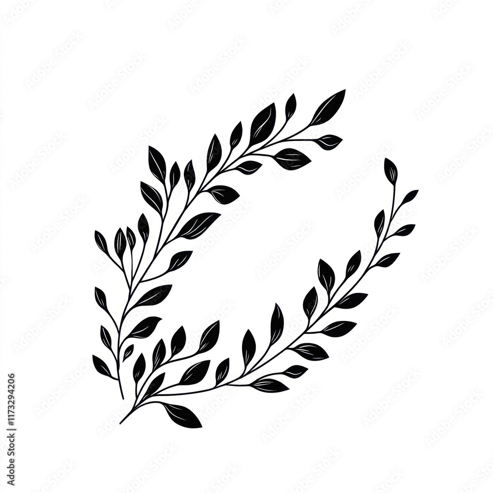 Obraz premium Black and white stylized floral branch design