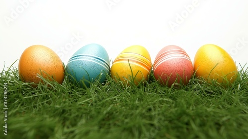 Colorful Easter Eggs on Grass