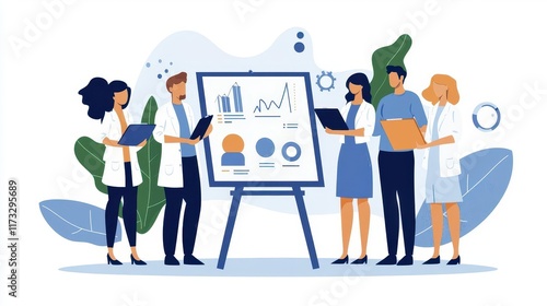 Research team mapping out phases of a clinical trial with precision and clarity, ensuring ethical progress, strategy, planning, decisionmaking