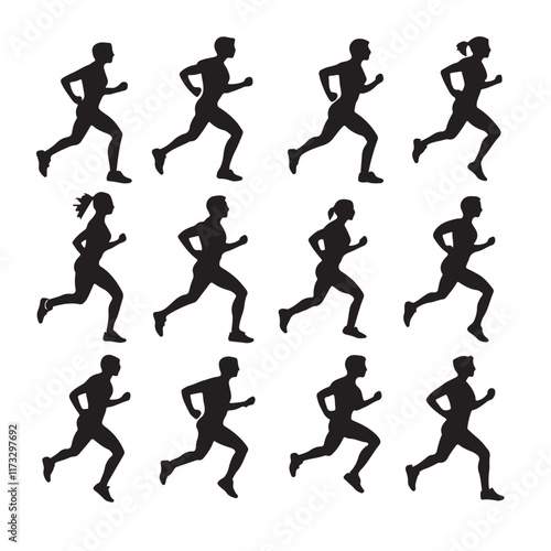Wallpaper Mural Set of silhouettes of people running illustration vector Torontodigital.ca