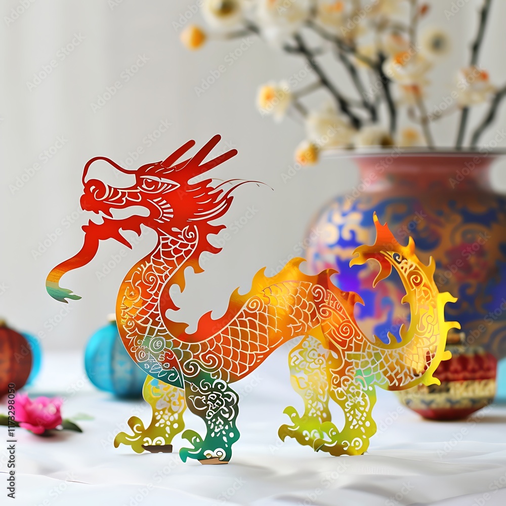 Fototapeta premium dragon silhouette for Lunar New Year