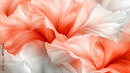Abstract Coral and White Flower Petals Delicate Floral Background Soft Texture Artistic Design