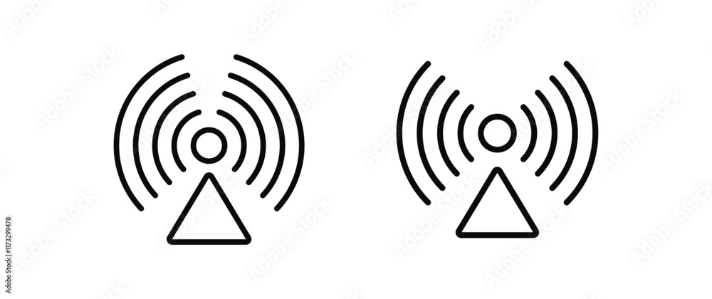 Wireless Technology Signal Icons Black Line Art Vector Wireless Technology Signal Icons Black Line Art Vector