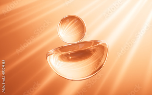 Fototapeta Naklejka Na Ścianę i Meble -  Abstract semicircular glass curve background, 3d rendering.