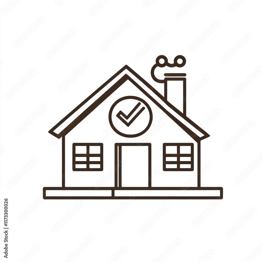 House Icon Depicting Approval and Completion House Icon Depicting Approval and Completion