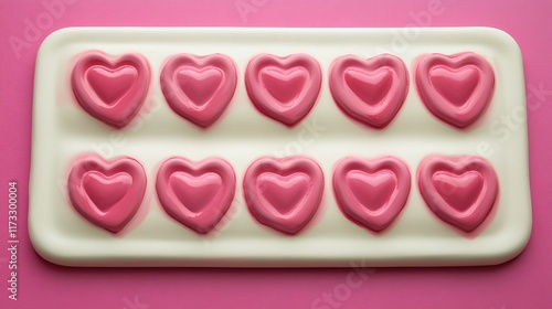 Pink Heart Shaped Candies in a Tray Valentine's Day Sweets