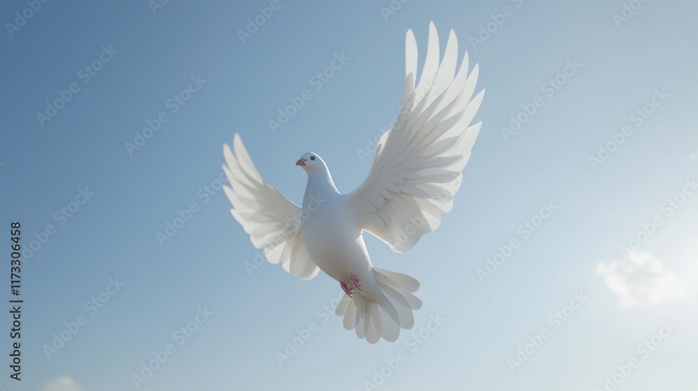 Obraz premium Serene White Dove in Flight: A Symbol of Peace and Hope