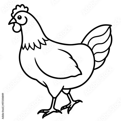 Cute Silhouette of a Chicken line art vector cartoon illustration