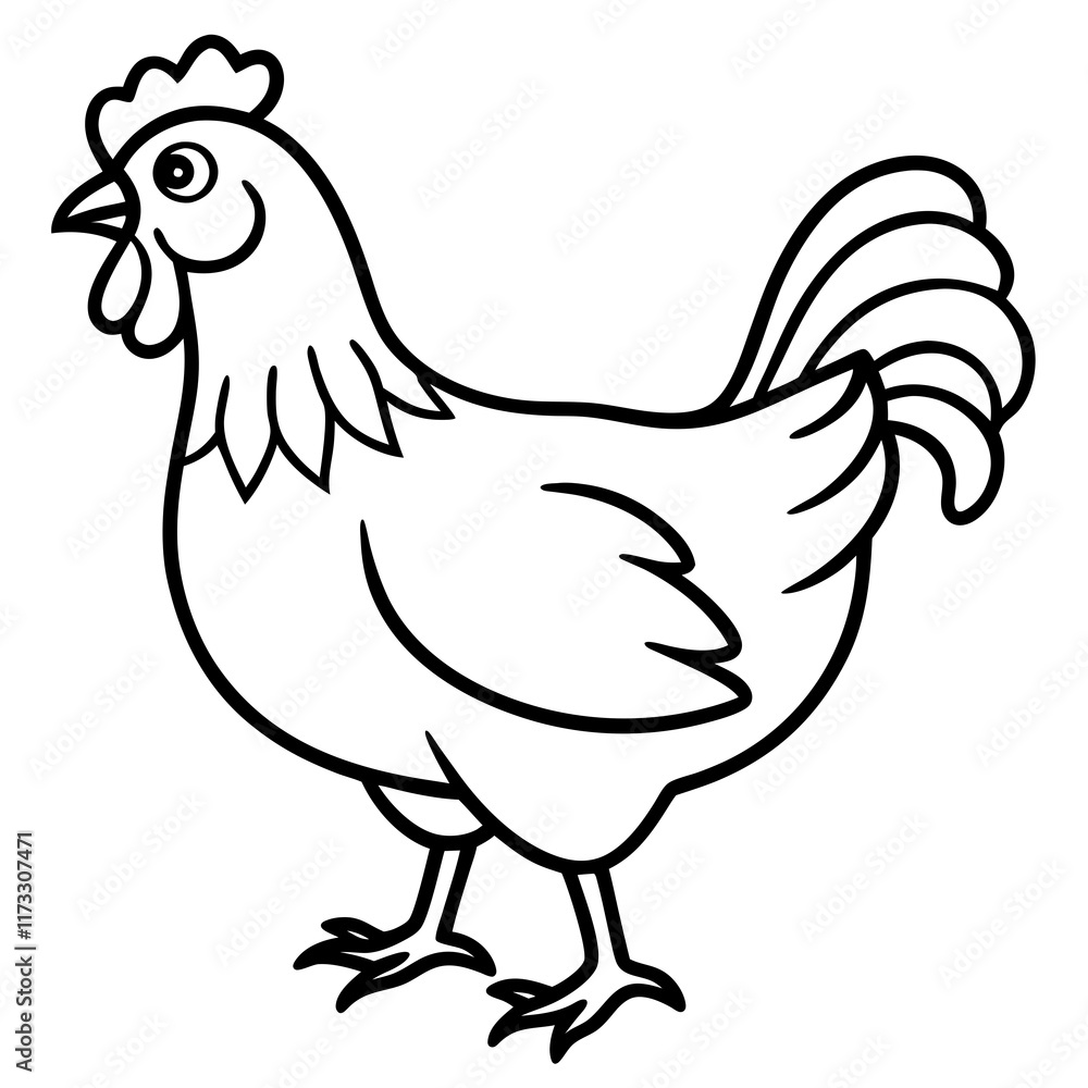 Cute Silhouette of a Chicken line art vector cartoon illustration Cute Silhouette of a Chicken line art vector cartoon illustration