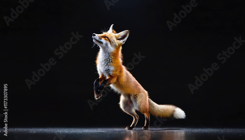 Dancing fox showcases agility and grace in a captivating moment photo