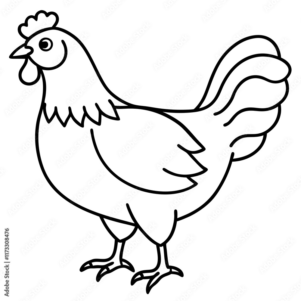 Cute Silhouette of a Chicken line art vector cartoon illustration Cute Silhouette of a Chicken line art vector cartoon illustration