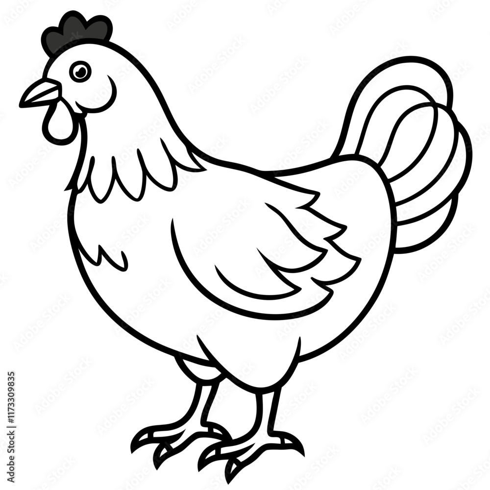 Cute Silhouette of a Chicken line art vector cartoon illustration Cute Silhouette of a Chicken line art vector cartoon illustration