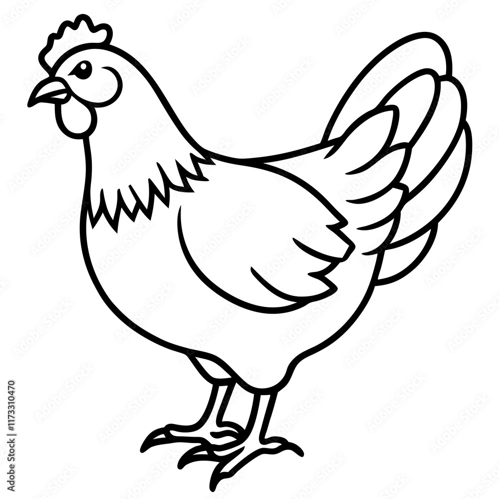 Cute Silhouette of a Chicken line art vector cartoon illustration Cute Silhouette of a Chicken line art vector cartoon illustration