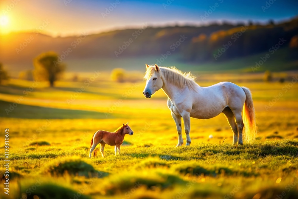 Lonely Horse and Companion: Miniature Tilt-Shift Landscape Photography Lonely Horse and Companion: Miniature Tilt-Shift Landscape Photography
