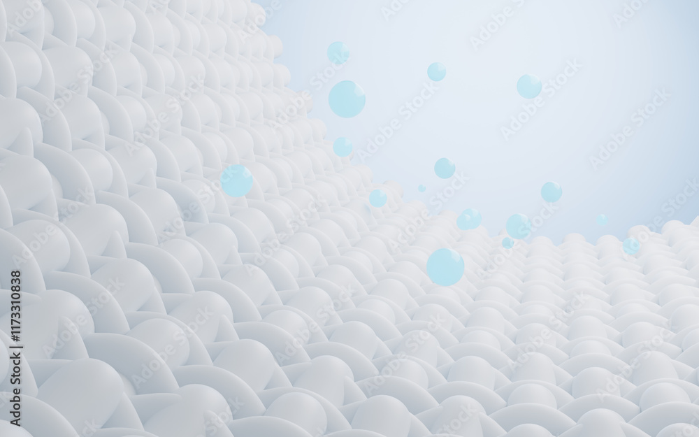 Abstract braided fabric and floating spheres, 3d rendering. Abstract braided fabric and floating spheres, 3d rendering.