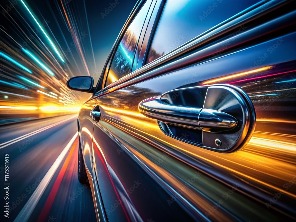 Fototapeta premium Long Exposure Blurred Motion of Car Grab Handle on A-Pillar