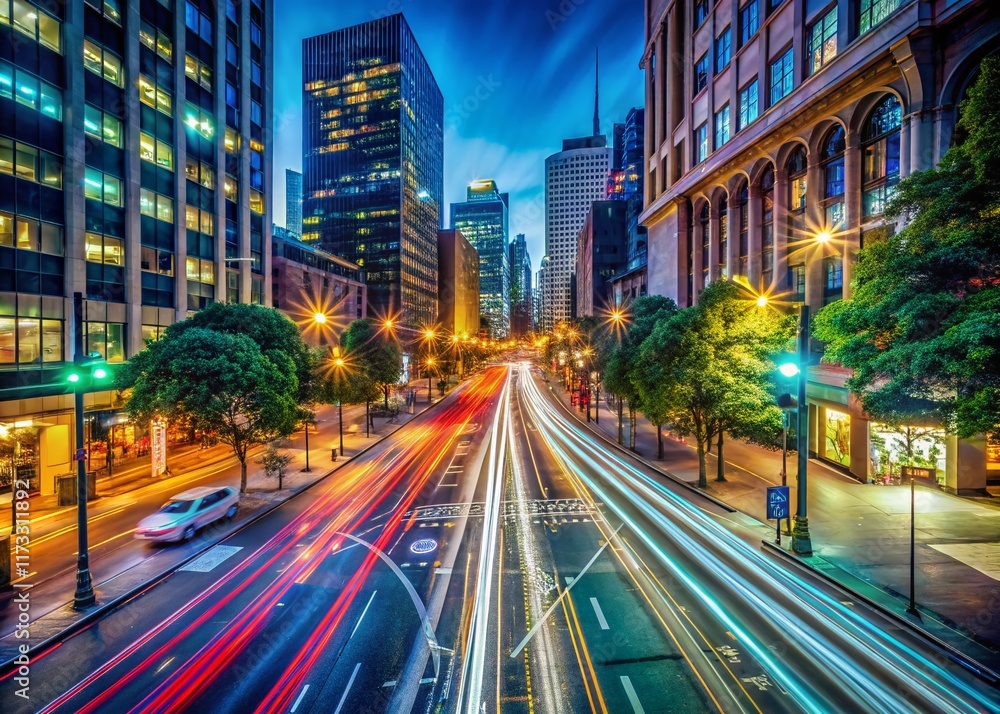Obraz premium Long Exposure City Lights Blurred Streetscape - Yours or Mine?