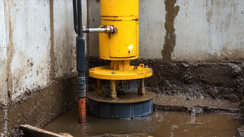 Sump pump with yellow backup for underground water drainage