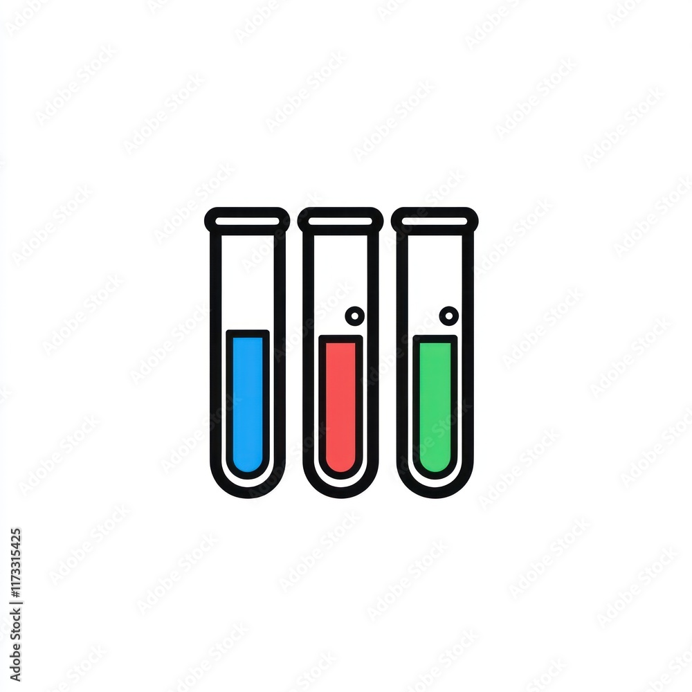 Three Test Tubes With Colored Liquids Inside Three Test Tubes With Colored Liquids Inside