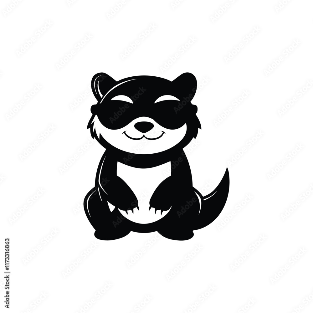 Obraz premium Cute baby Otter sitting wearing sunglass illustration vector, Otter clipart Design, Funny Otter Design