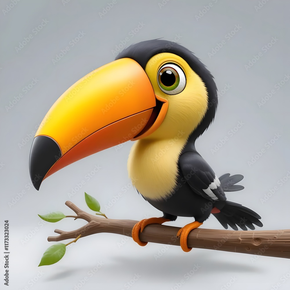 Naklejka premium Adorable 3D Animal Character with Vibrant Colors and Playful Expression for Creative Projects. Generative AI