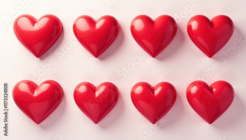 Simple red heart icons, various shapes and styles, modern, romantic, simple