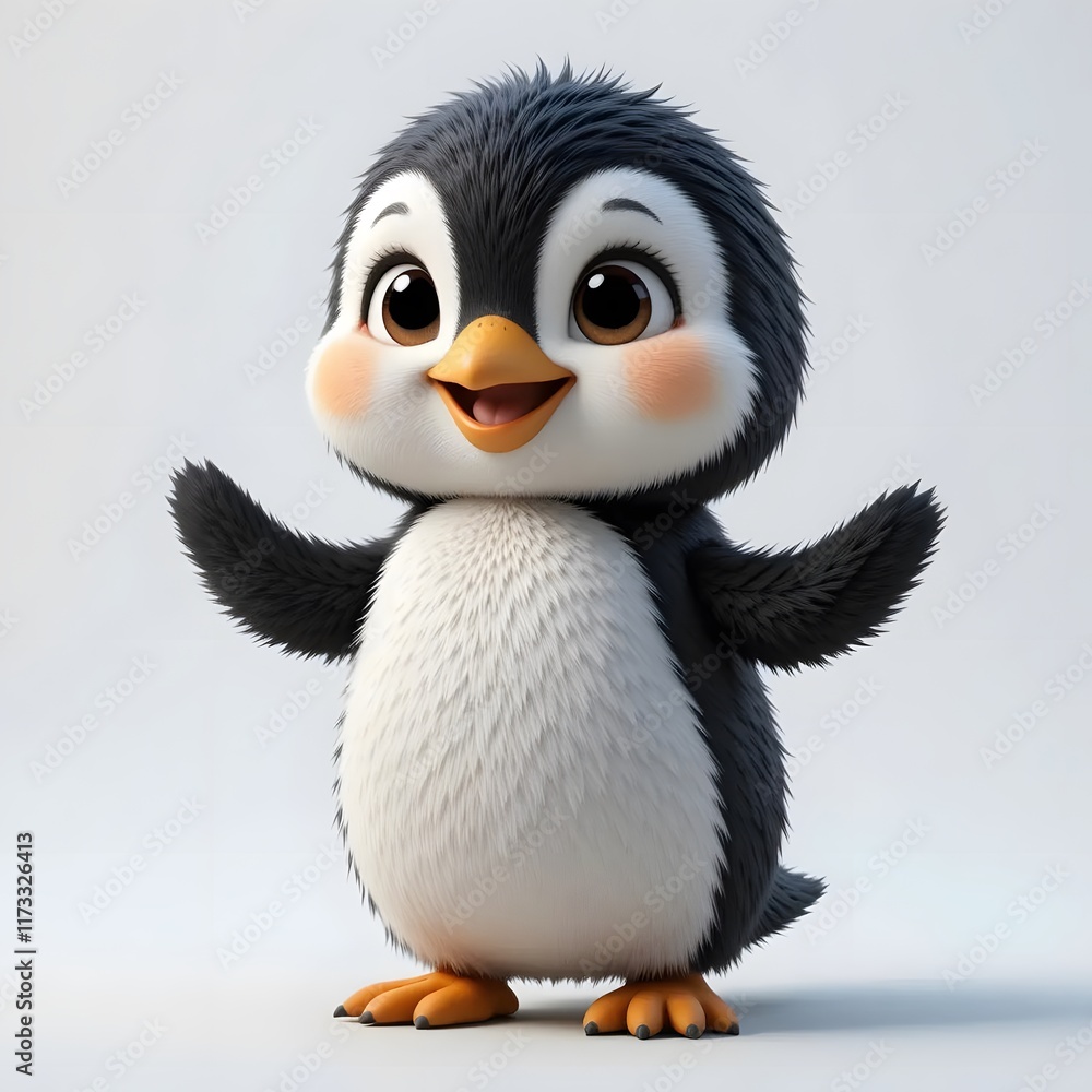 Naklejka premium Adorable 3D Animal Character with Vibrant Colors and Playful Expression for Creative Projects. Generative AI