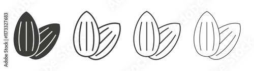 Almond icon flat and linear vector illustration on white background.