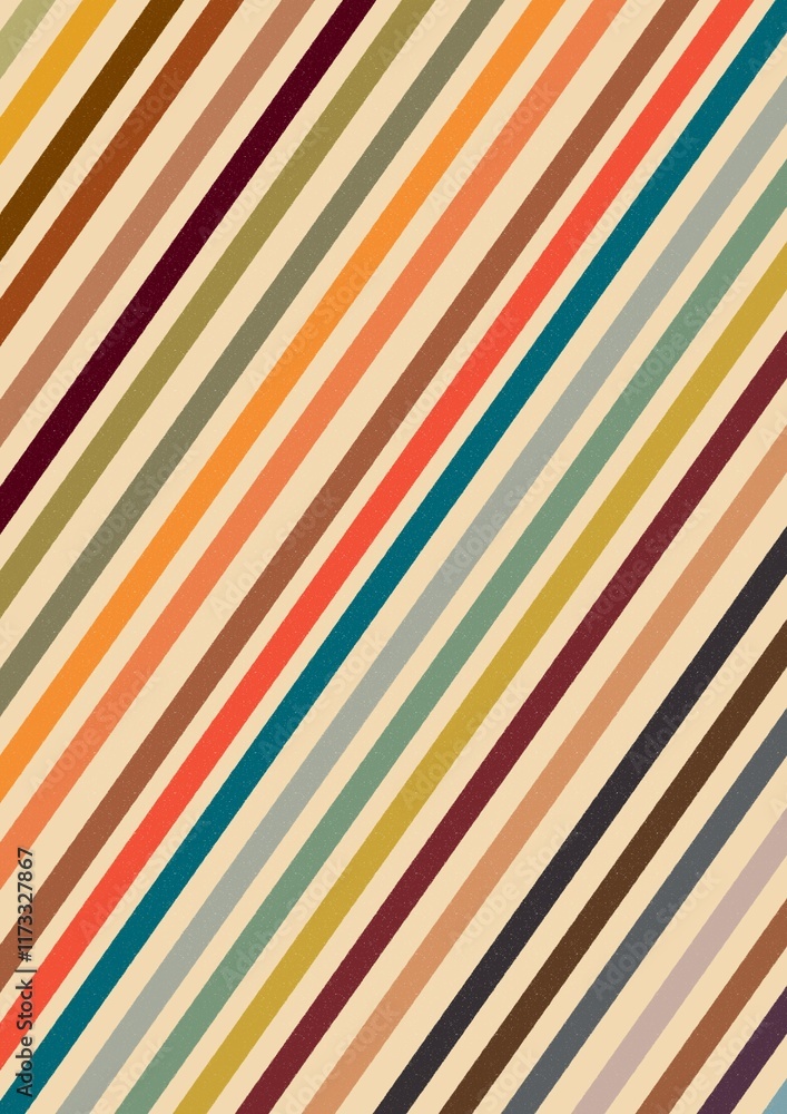 Fototapeta premium Retro straight lines wallpaper background. Colorful vintage stripes illustration backdrop design.