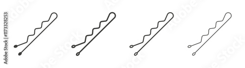 Bobby pin icon flat and linear vector illustration on white background.