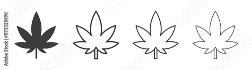 Cannabis leaf icon flat and linear vector illustration on white background.