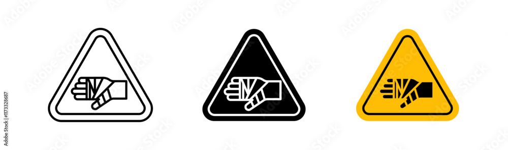 Chemical burns hazard signs flat and linear vector illustration on white background.