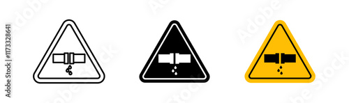 Caution safety leak of water or chemical material signs flat and linear vector illustration on white background. photo